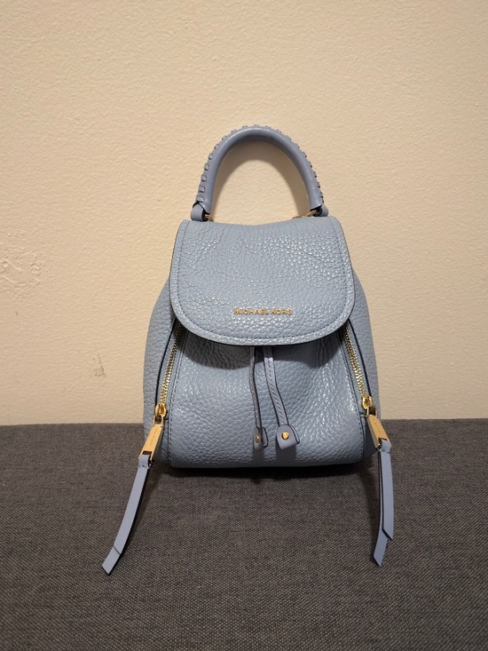 Michael Kors Powder Blue Leather Convertible Backpack Crossbody Bag Gold Detail main image 6